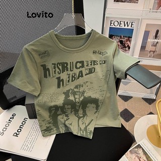 Lovito Camiseta Feminina Com Padrão De Figura Casual LNE43511