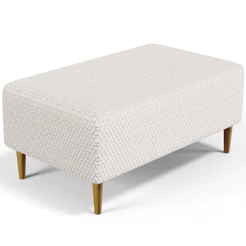 Puff Decorativo Para Sala de Estar Cléo Pés Palito 90 cm W01 Bouclê Cru - Lyam