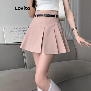 Lovito Saias Plissadas Lisas Casuais Para Mulheres LNA42215