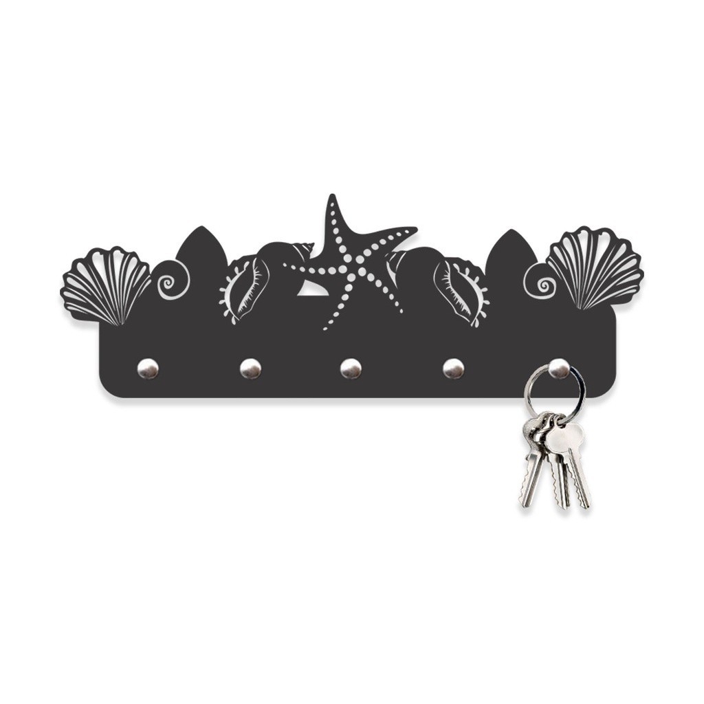 Porta Chaves Conchas em Mdf Vazado de 3mm Preto Fosco