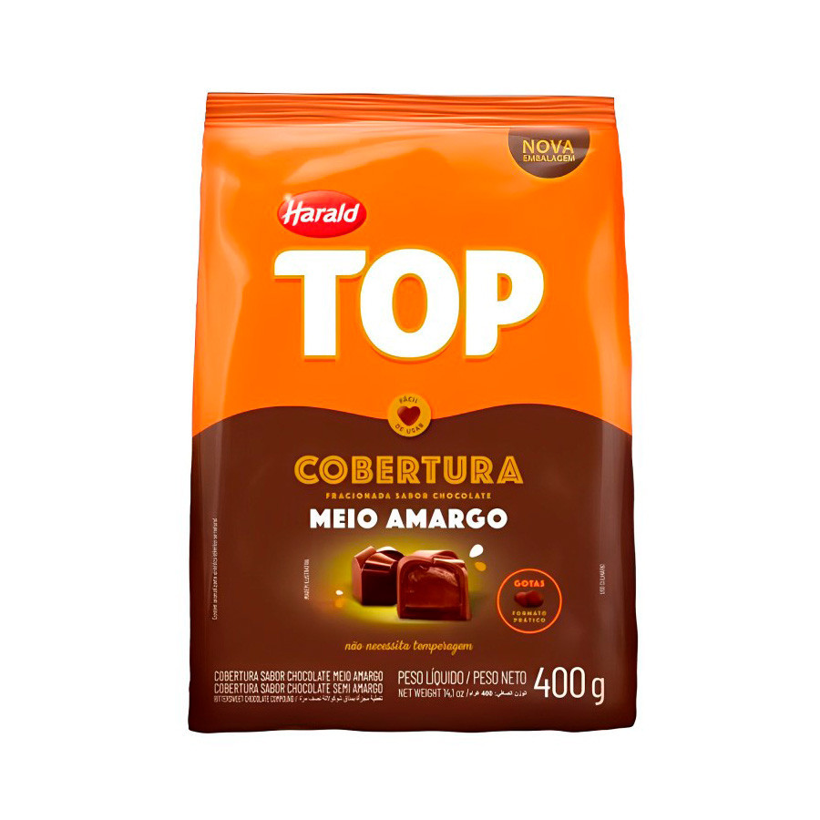 Cobertura em Gotas Meio Amargo - Top - 400g - 1 unidade - Harald - Rizzo - Food & Beverages