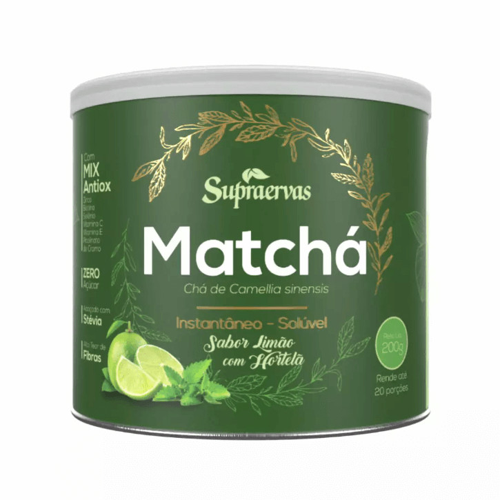 Chá Solúvel Matchá - Camellia sinensis 200g - Estimulante do Metabolismo, Alto Teor Cafeína - Zero Açúcar