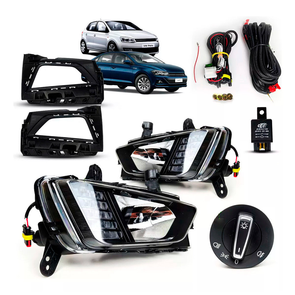 Kit Farol Milha com DRL + Pisca Polo e Virtus 2017 2018 2019 2020 2021 2022 2023