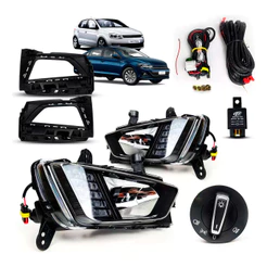 Kit Farol Milha com DRL + Pisca Polo e Virtus 2017 2018 2019 2020 2021 2022 2023