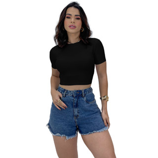 Cropped Blusinha Costas Nua Manga Curta Costas Aberta Verão