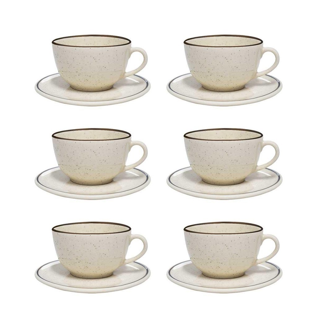 Jogo De 6 Xícaras Grandes 200 Ml Com Pires Unni Brisa em Oferta na Shopee