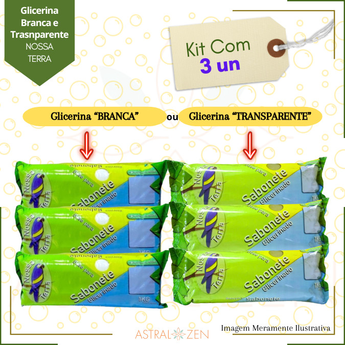 Base Glicerinada Para Sabonete Glicerina Branca e Transparente Premium 3 unids - Nossa Terra 1Kg em Oferta na Shopee