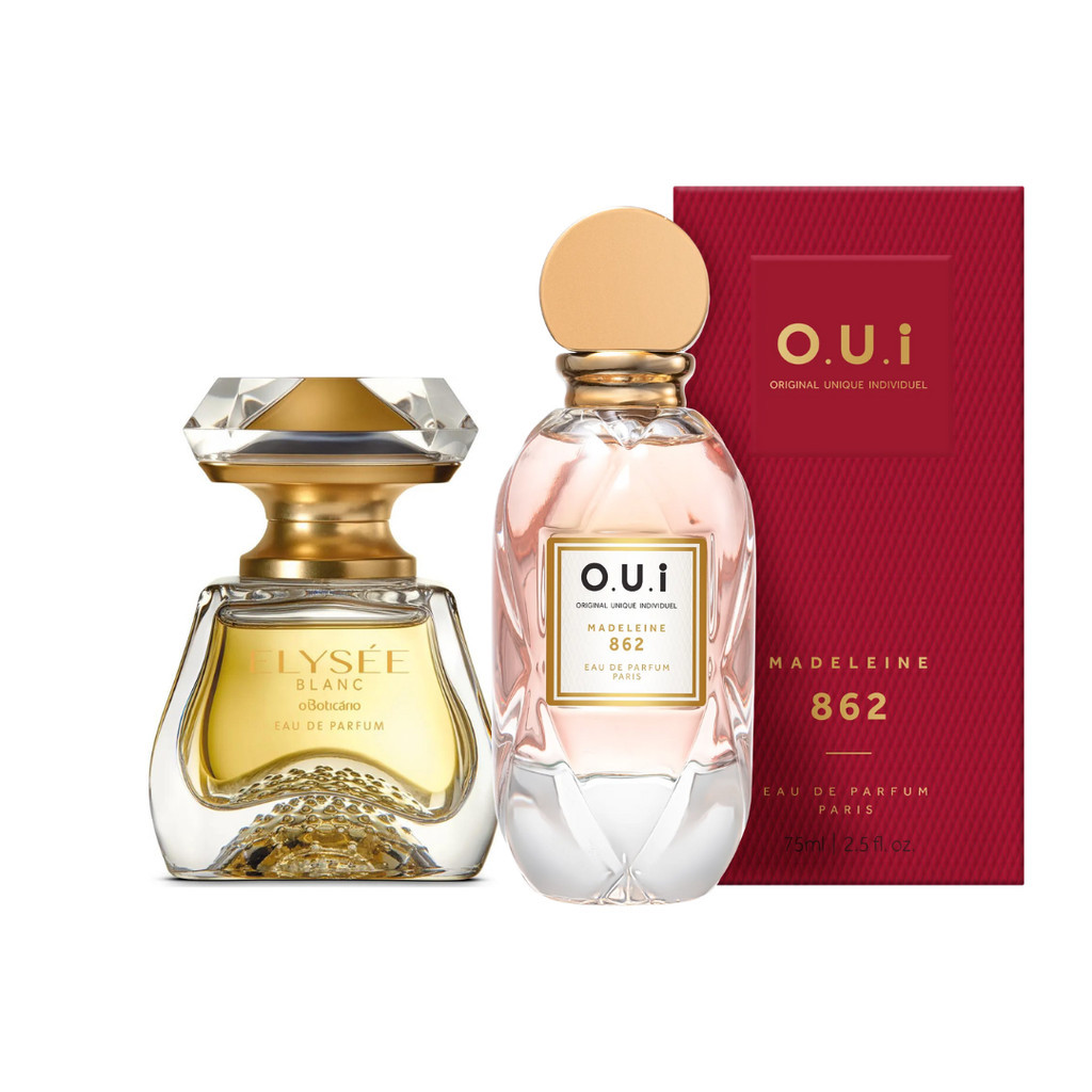 Kit Perfumaria Feminina Elysée Blanc Eau de Parfum 50ml Oboticário O.u.i Madeleine 862 Eau de Parfum Feminino 75ml Presente Mulher Dia das Mães Namorada