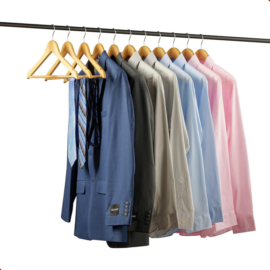 Kit 20 Cabides De Madeira Marfim Para Roupas Calça Gancho Cromado Reforçado — imagem 2 de 2