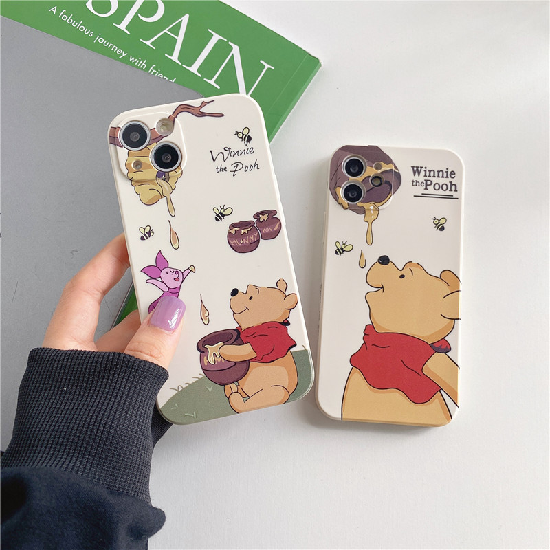 Capinha iphone 11/12/13/14/15 Pro max capa desenho animado Pote De Mel Winnie the Pooh Caixa De Telefone À Prova De Choq