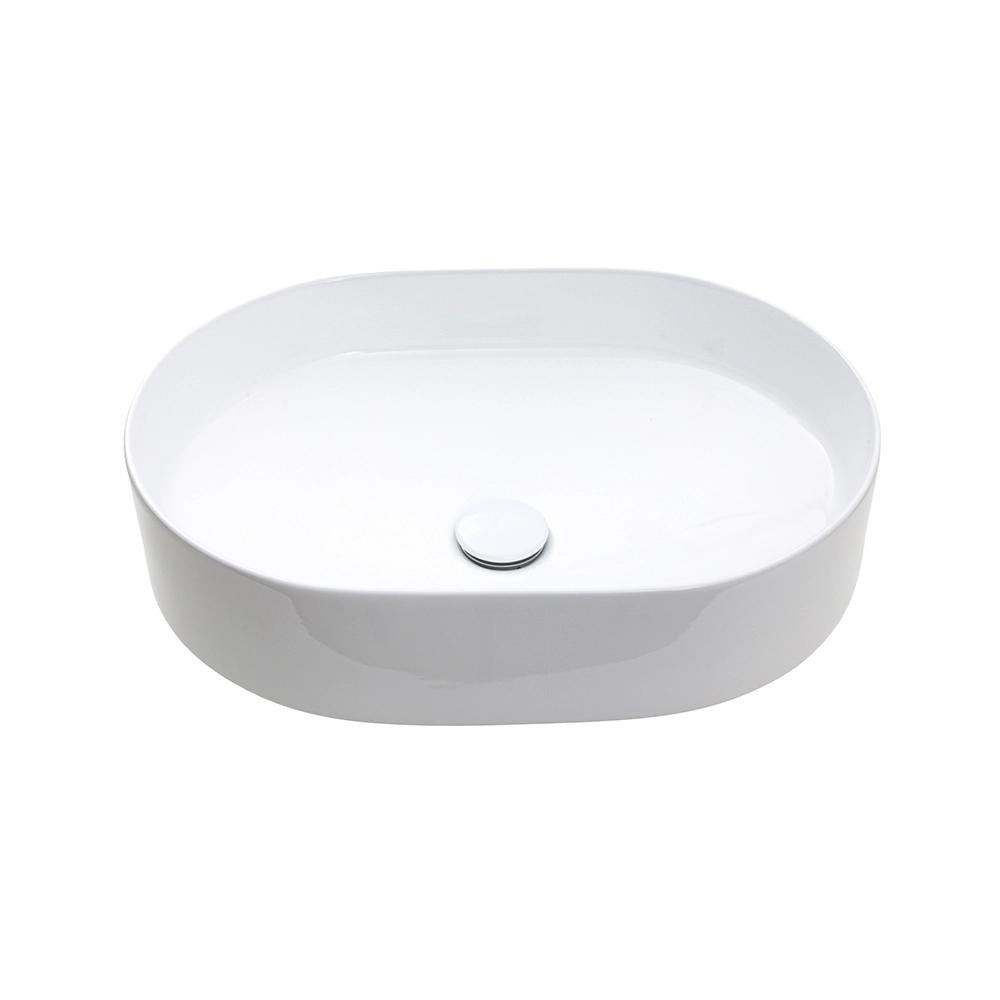 Cuba de Apoio para Banheiro Oval Louça Cerâmica Neptunita Pingoo - Branco - Home & Living
