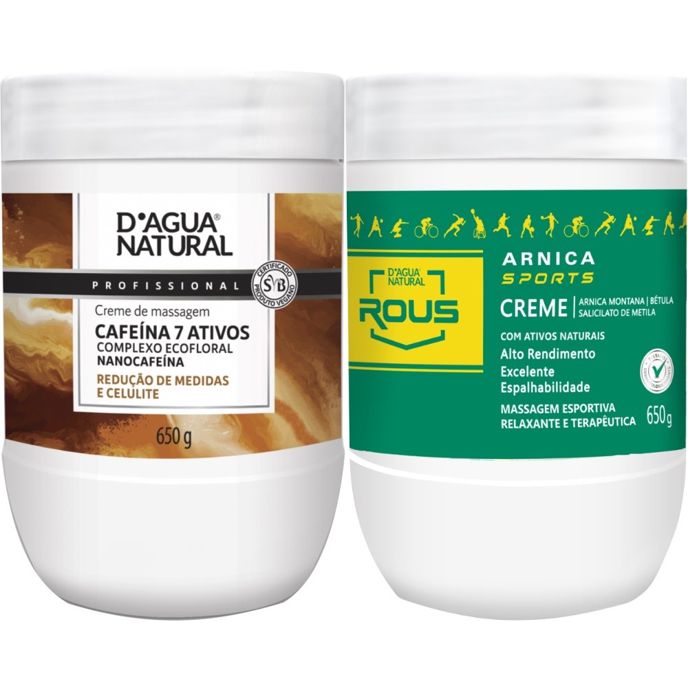 Kit Creme Cafeina 7 Ativos Arnica Sports 650g D'agua Natural
