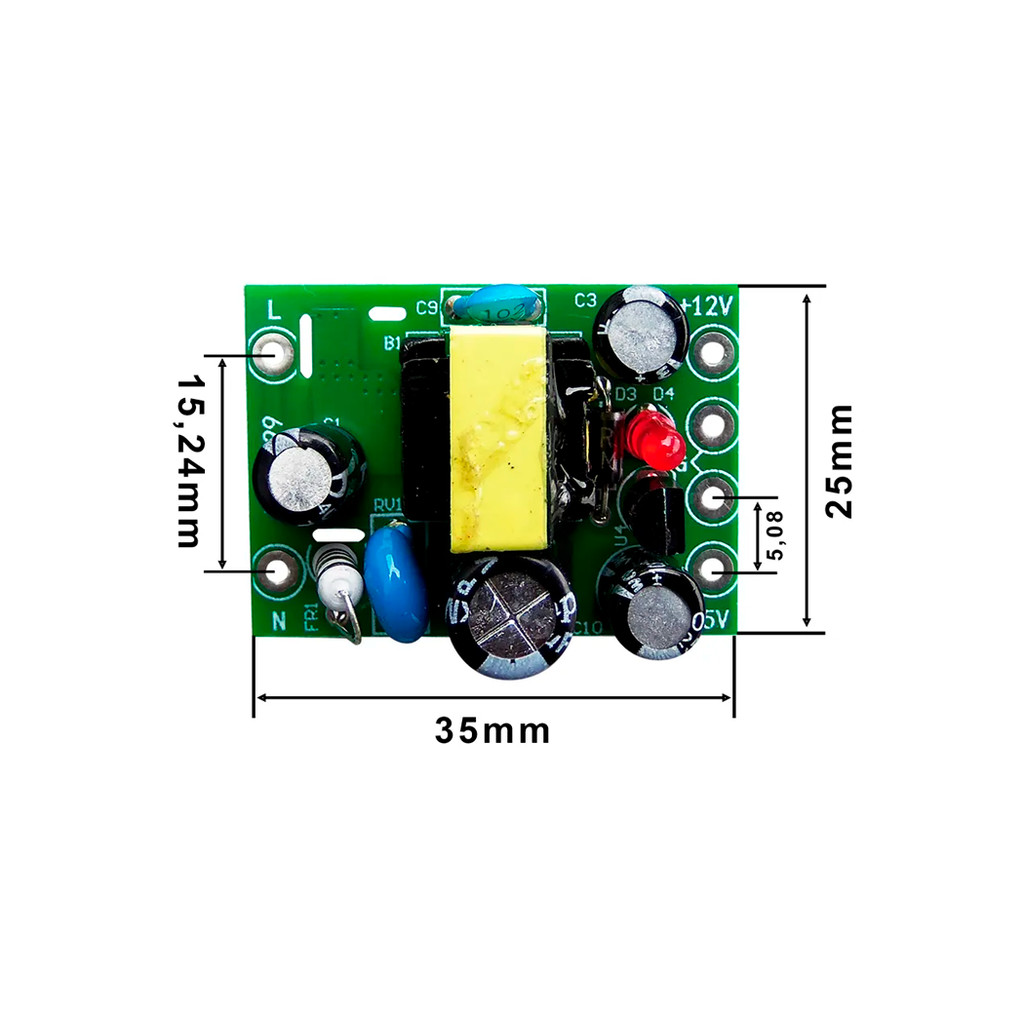 Modulo Transformador Da Fonte Ac 110-220v P/ Dc 12-5v