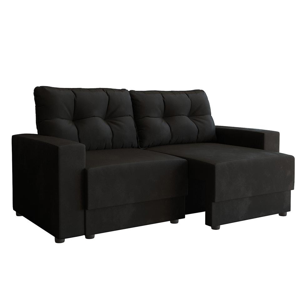 Sofá 3 Lugares Retrátil Lubeck Suede Preto 180 cm em Oferta na Shopee