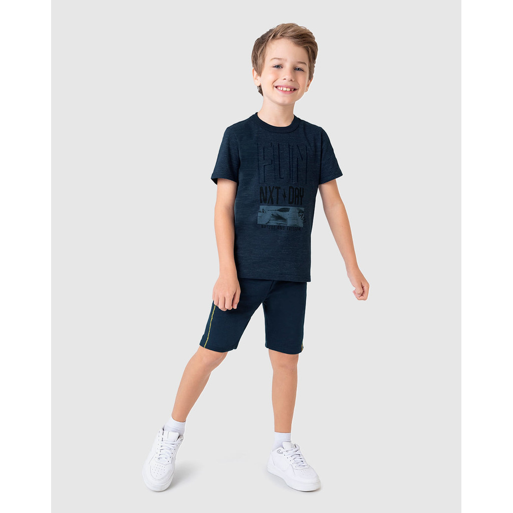 Conjunto Infantil Menino Estampa Alto Relevo Em Malha Listrada Malwee Kids em Oferta na Shopee