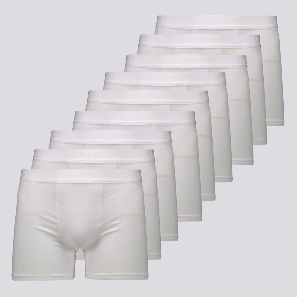 Kit 9 Cuecas Boxer Lupo Elastic Soft Branca