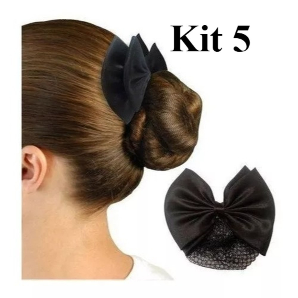 Kit 05 Redinha Com laço Para Coque Cabelo Penteado Cozinha Estética Ballet Profissional MDLO 00