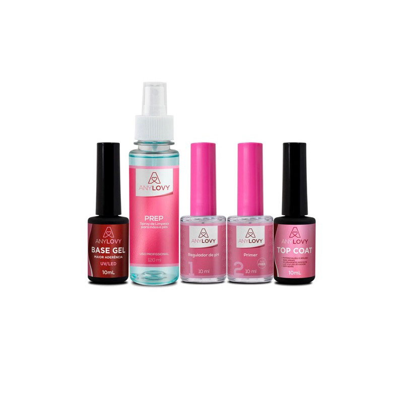 kit blindagem das unhas completo Anylovy- Prep + regulador de ph + primer +base gel +top coat em Oferta na Shopee