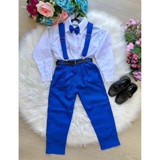 Conjunto infantil social Meninos Suspensorio Azul Royal