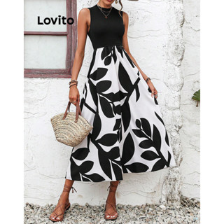 Lovito Vestido Boho Floral Colorblock Com Costura Em Tecido Para Mulheres LBL07189