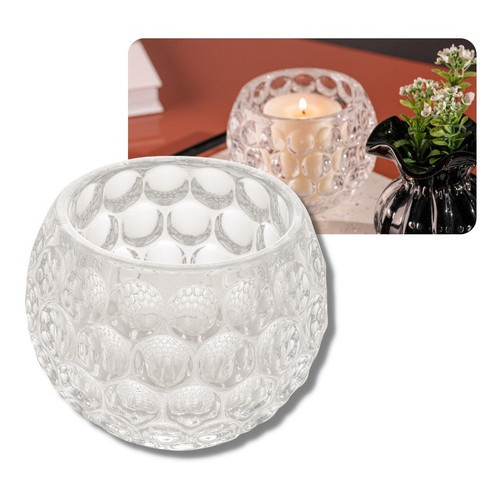 Porta Vela Redondo De Cristal Bolhas 11 X 9cm Lyor Original Vidro Decoração Veleiro Velas