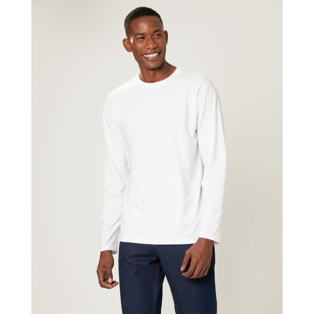 Camiseta Básica Masculina Manga Longa Em Meia Malha em Oferta na Shopee