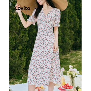Lovito Vestido Casual Com Estampa De Frutas E Vegetais Para Mulheres L77ED373