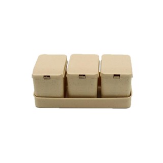 3 Porta Temperos Lyor Lines de Bambu e PP com Colher Rosa
