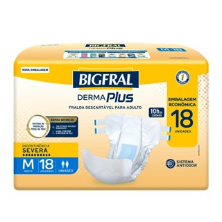 Fralda Geriátrica Bigfral Derma Plus M com 18un Embalagem Econômica em Oferta na Shopee