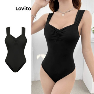 Lovito Casual Body de Amarração Plissado para Mulheres L80ED184