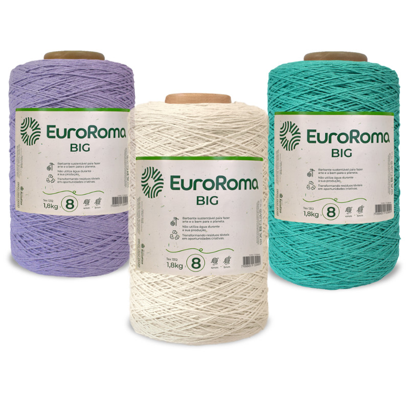 Barbante EuroRoma Big Fio 8 1,8kg Crochê / Tricô em Oferta na Shopee