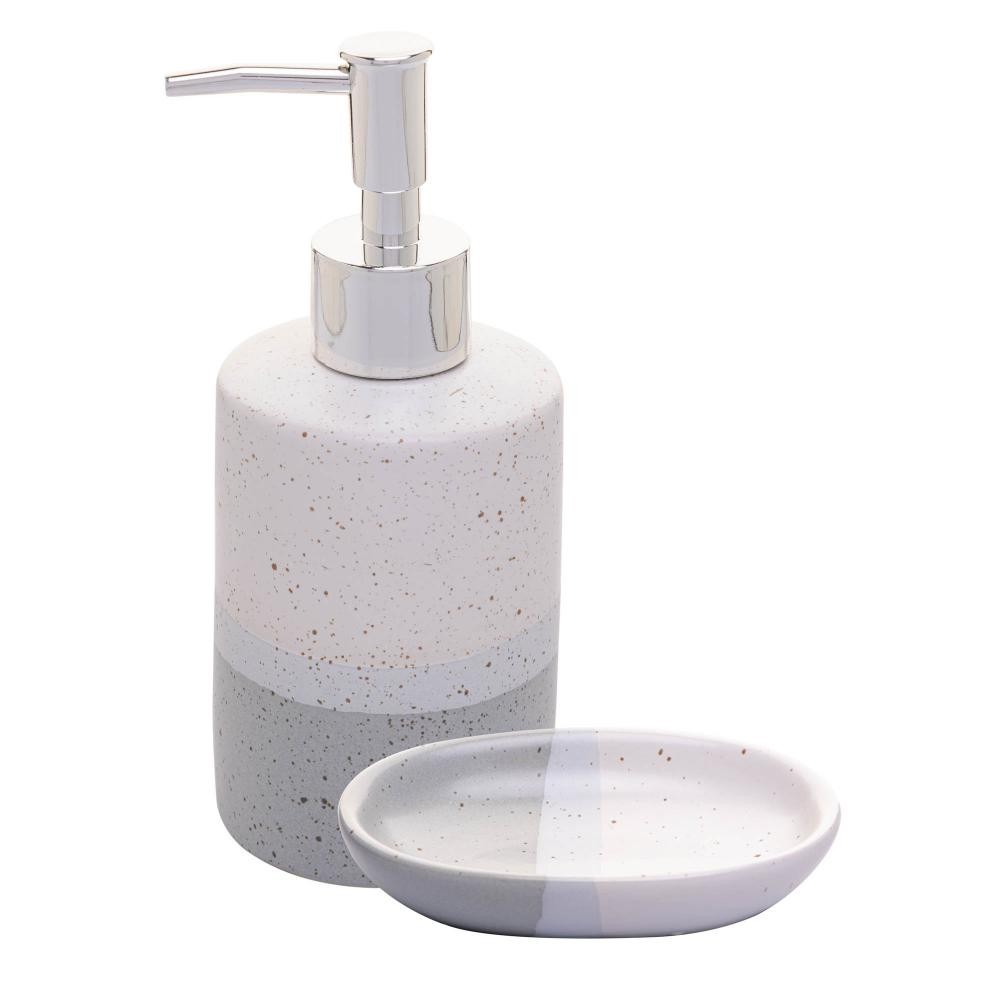 2 Peças para Banheiro Lyor Degradê de Cerâmica Cinza - Home & Living