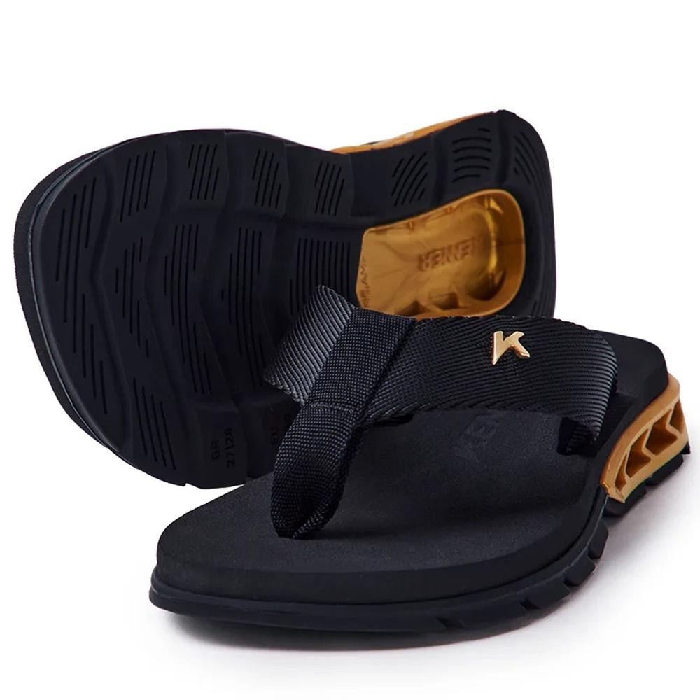 Chinelo Infantil Kenner Rakka Kids - Preto e Dourado em Oferta na Shopee