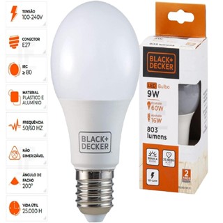 Lâmpada 9w Bulbo Bivolt Soquete E27 Casa Comércio