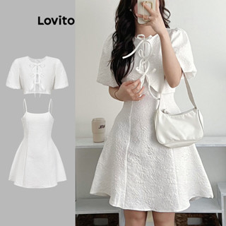 Lovito Fofo Conjunto Feminino Liso de Saia de Amarrar L73AD055