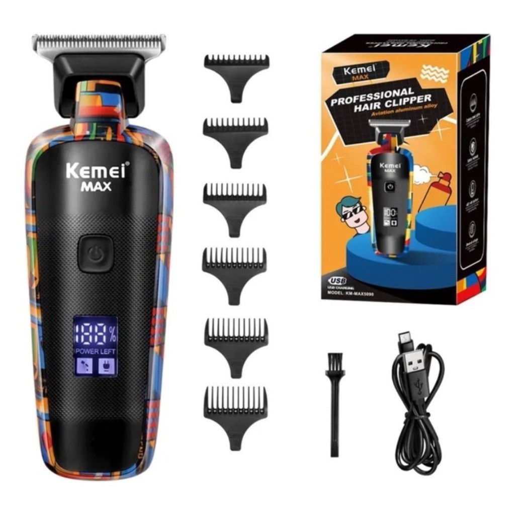 Máquina De Cabelo e Barba Kemei MAX5090 Para Homens Profissional Máquina De Corte Barbeador Elétrico