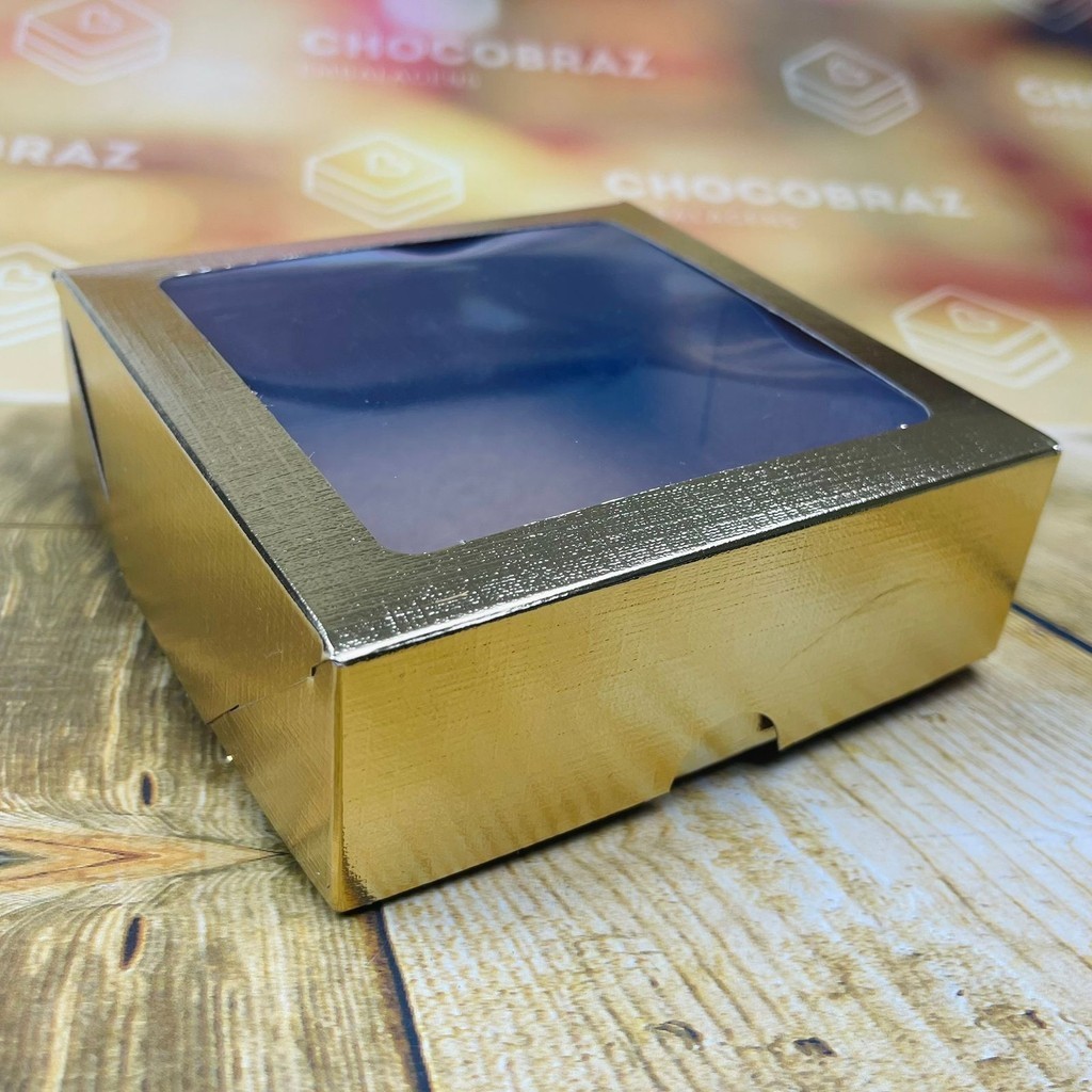10~50 CAIXA LAMINADA C/ VISOR (09 DOCES) 4x12x12 cm OURO 4671 em Oferta na Shopee