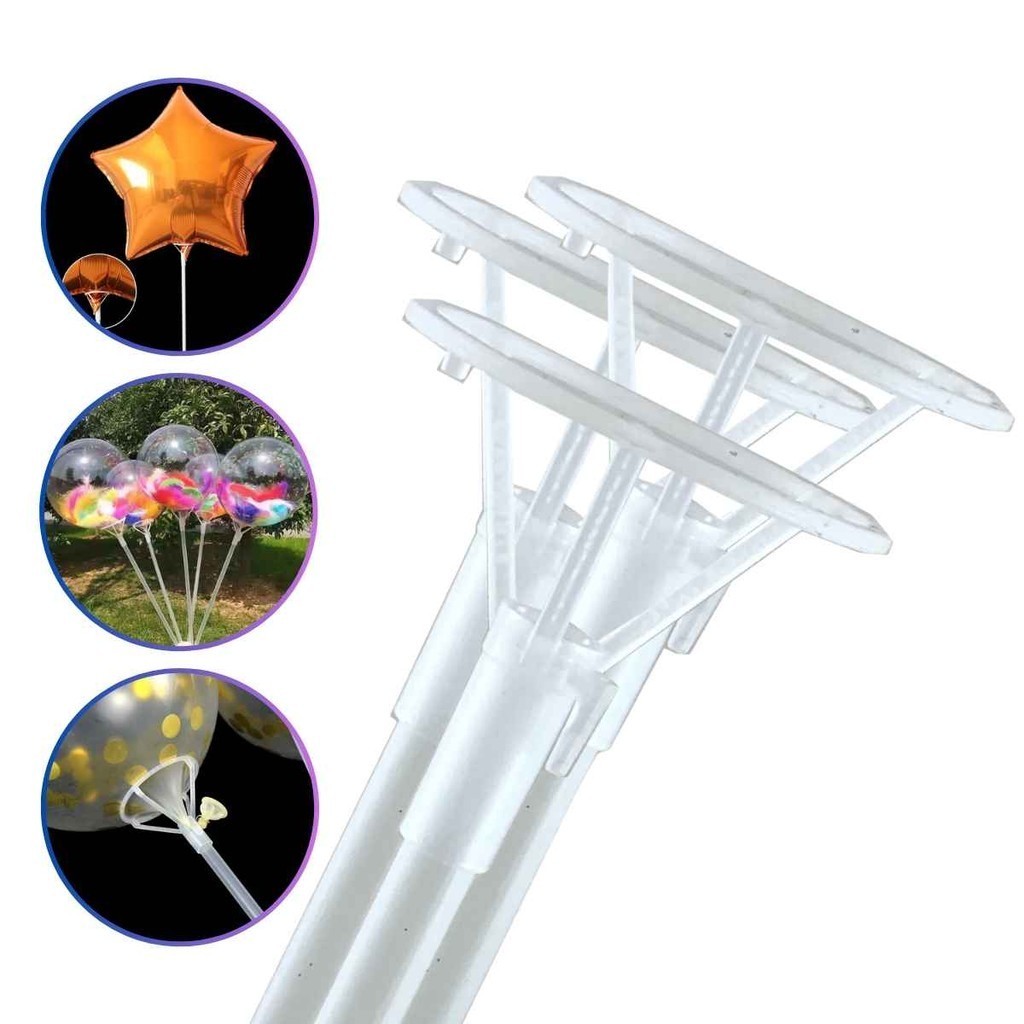 Varetas Pega Balão 50cm Transparente Suporte - 10 unidades em Oferta na Shopee