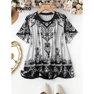 Lovito Blusa Plus Size Curva Casual Com Estampa Tribal Tribal Para Mulheres LSE01041