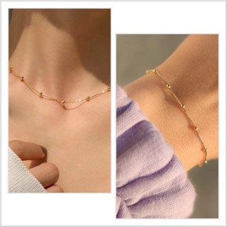 Kit Colar+Pulseira de bola Tifanny delicado banhado a ouro 18K a prata 925 em Oferta na Shopee