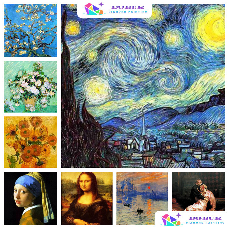 DOBUR | Conjunto De Pintura Com Diamante Van Gogh Starry Sky 5D DIY Round/Square Tela Perfuração Completa Artesanato Dec em Oferta na Shopee