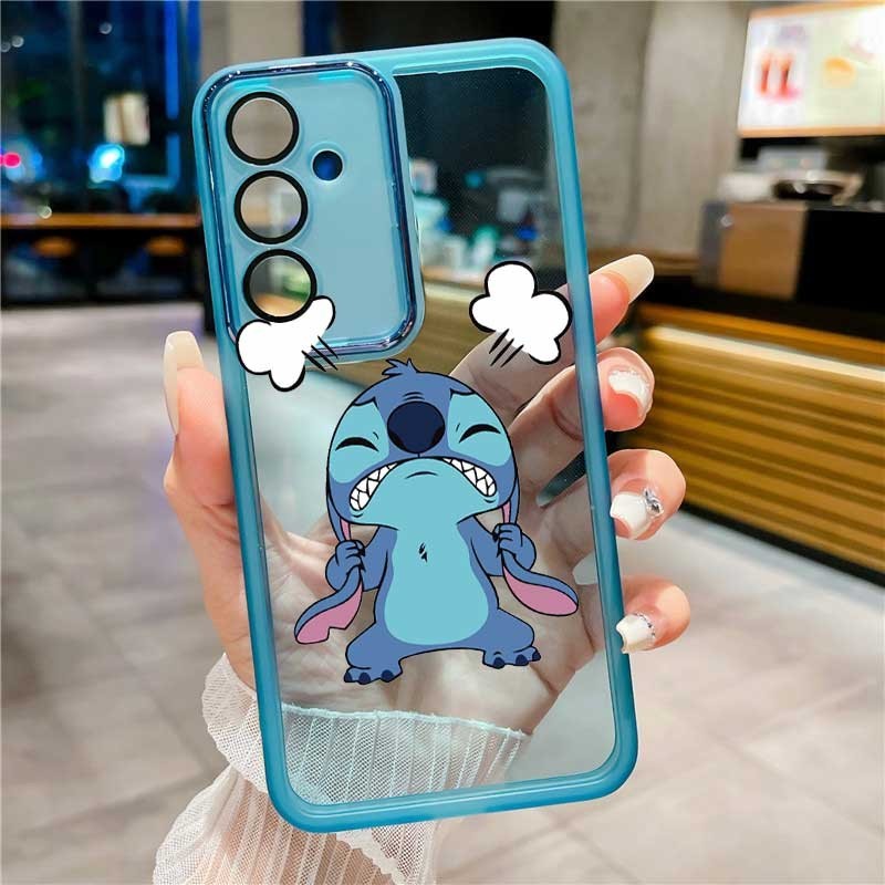 Samsung Galaxy M35 5G M 35 Cute Annoyed Stitch Caixa De Borracha Flexível Para Telefone Com Estrutura Fosca Silicone Transparente