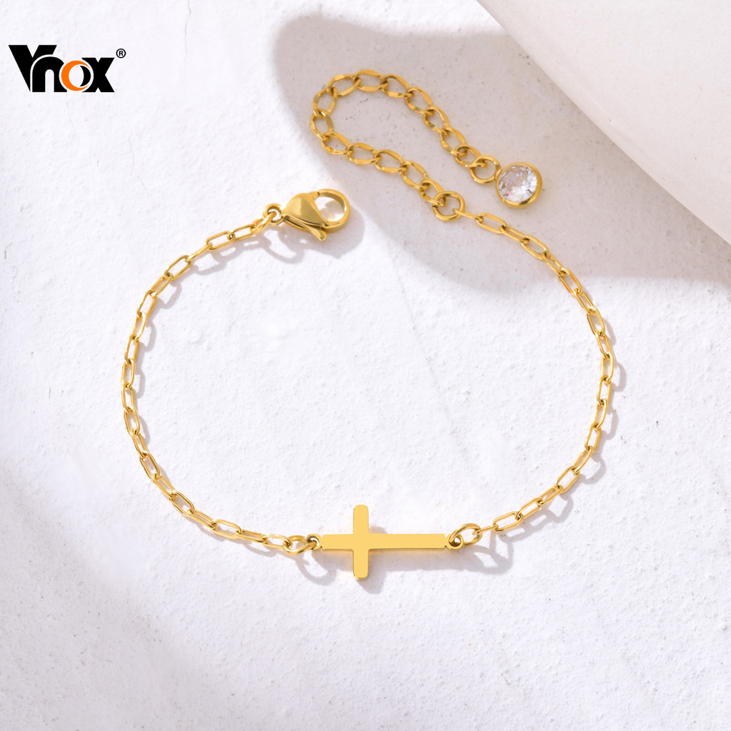 Pulseira De Ligação Cruzada Com Clipes De Papel Vnox Para Mulheres , Aço Inoxidável Banhada A Ouro , Presente De Joia