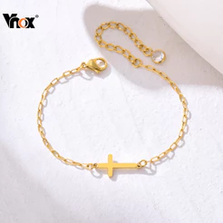 Pulseira De Ligação Cruzada Com Clipes De Papel Vnox Para Mulheres , Aço Inoxidável Banhada A Ouro , Presente De Joia