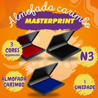 Almofada Para Carimbo Nº 3  Cores Diversas Azul Preto Vermelho Masterprint
