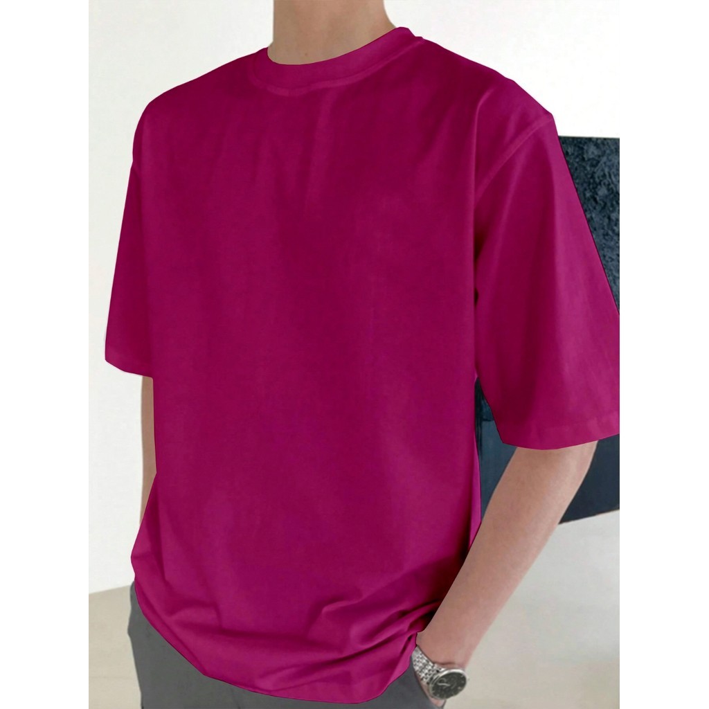 Camiseta Rosa Chiclete Larga Blusa Oversized Longa Esportiva Pink Lisa Frente Costa Unissex T Shirt