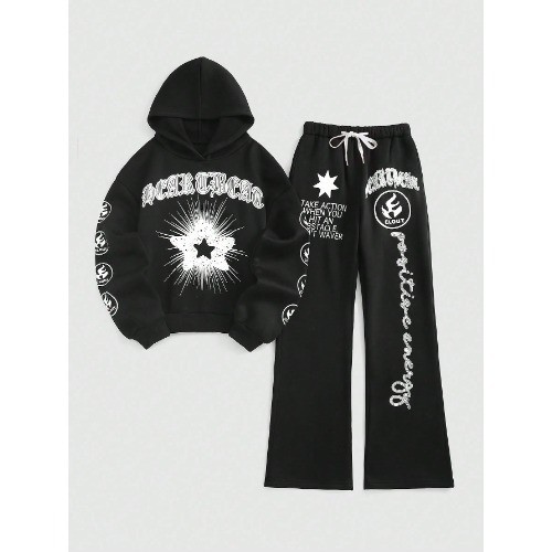 Conjunto Moletom e Calça de Mo Estampa de Borboleta, para Outono/ INVERNO LANÇAMENTO