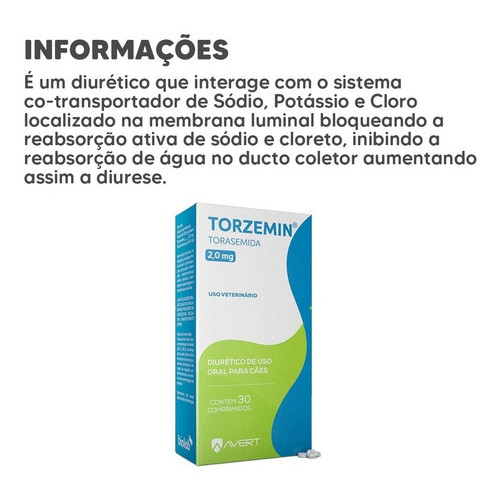 Torzemin 2mg Avert 30 Comp Diuretico para Cachorro