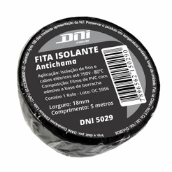 Kit 10 Fitas Isolante Pretas 5m - DNI 5029