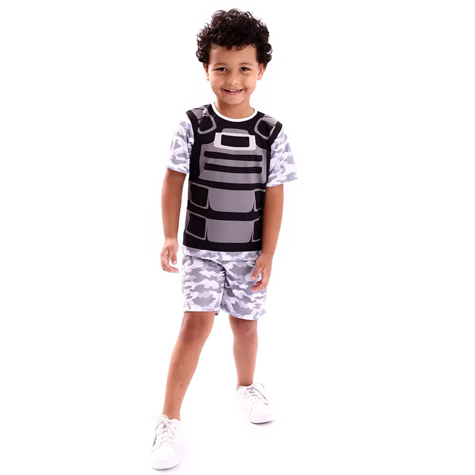 Fantasia Conjunto Policial Tático Camuflado Infantil Menino Profissão Tango Fantasias